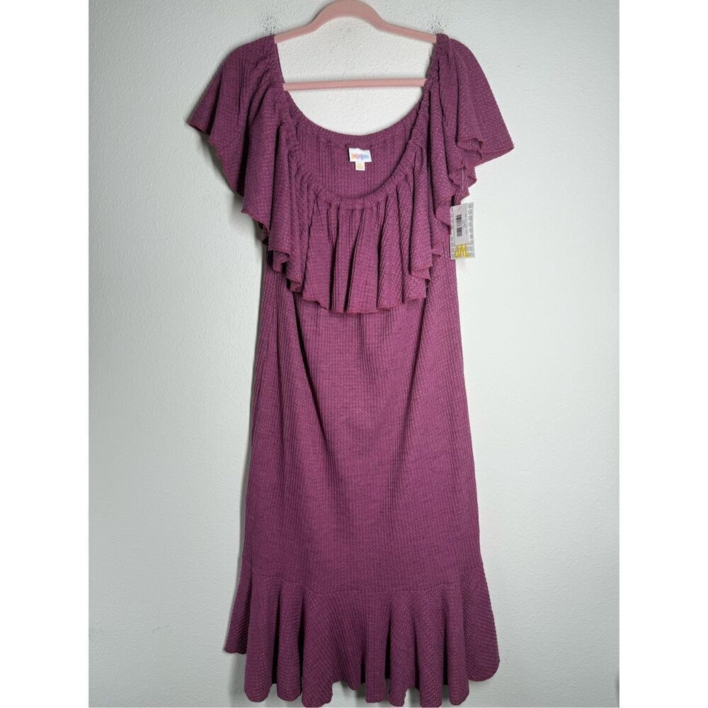 NWT Lularoe Women’s Size 3XL PURPLE MAUVE Cici Dress Waffle Knit Stretchy Boho